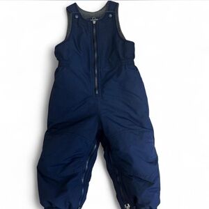 Navy blue Lands' End snow bibs with fleece lining 3T
